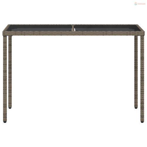 Szürke polyrattan üveglapos kerti asztal 115x54x74 cm