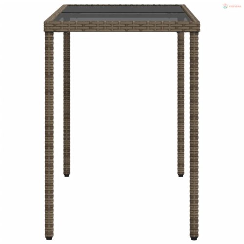 Szürke polyrattan üveglapos kerti asztal 115x54x74 cm