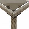 Szürke polyrattan üveglapos kerti asztal 115x54x74 cm