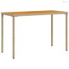Bézs polyrattan akácfa lapos kerti asztal 115x54x74 cm