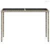 Szürke polyrattan üveglapos kerti asztal 115x54x74 cm