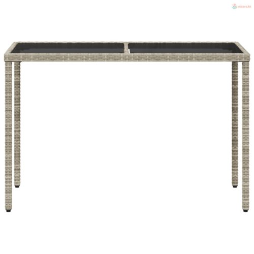 Szürke polyrattan üveglapos kerti asztal 115x54x74 cm