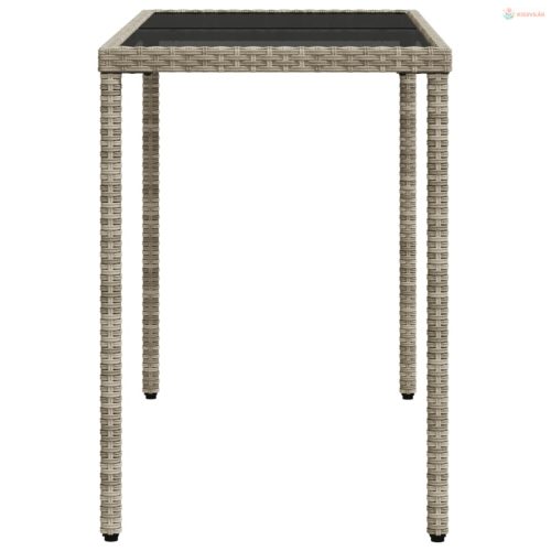 Szürke polyrattan üveglapos kerti asztal 115x54x74 cm
