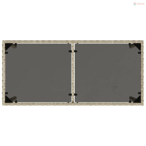 Szürke polyrattan üveglapos kerti asztal 115x54x74 cm