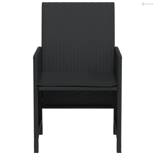 3 részes fekete polyrattan bisztrógarnitúra párnával
