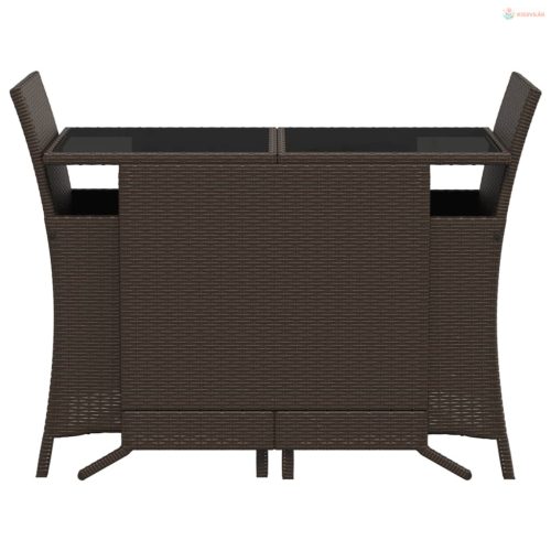 3 részes barna polyrattan bisztrógarnitúra párnákkal