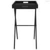 Fekete összecsukható polyrattan tálcaasztal 65 x 40 x 75 cm