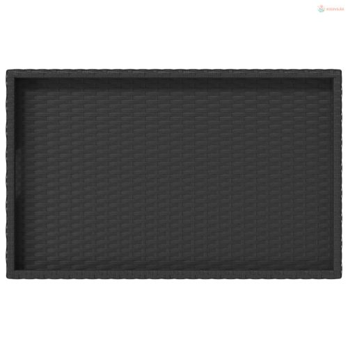 Fekete összecsukható polyrattan tálcaasztal 65 x 40 x 75 cm