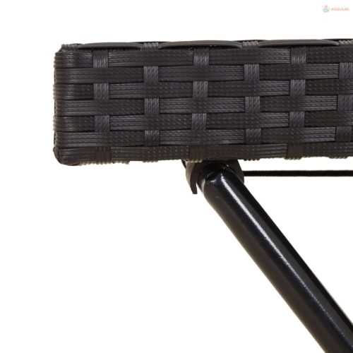 Fekete összecsukható polyrattan tálcaasztal 65 x 40 x 75 cm