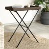 Barna összecsukható polyrattan tálcaasztal 65 x 40 x 75 cm