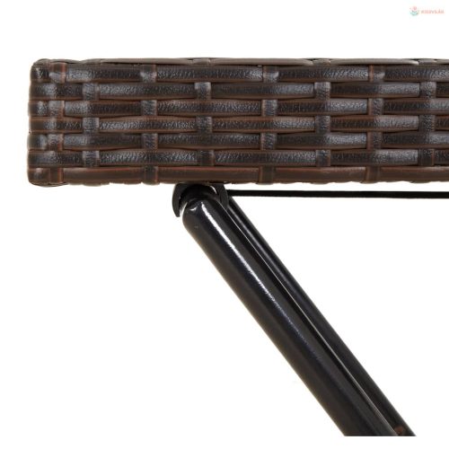 Barna összecsukható polyrattan tálcaasztal 65 x 40 x 75 cm