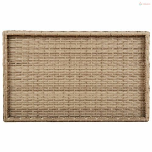 Bézs összecsukható polyrattan tálcaasztal 65 x 40 x 75 cm