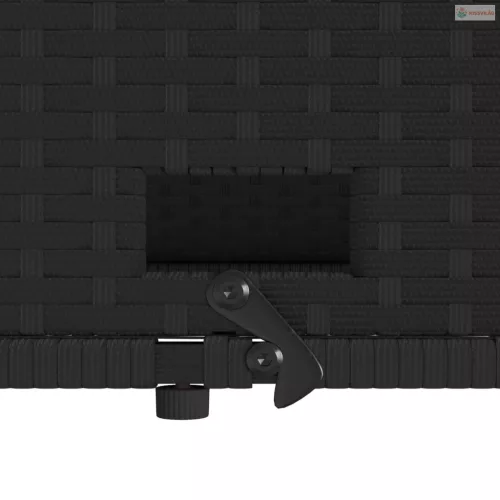 2 személyes fekete polyrattan kerti kanapé párnával