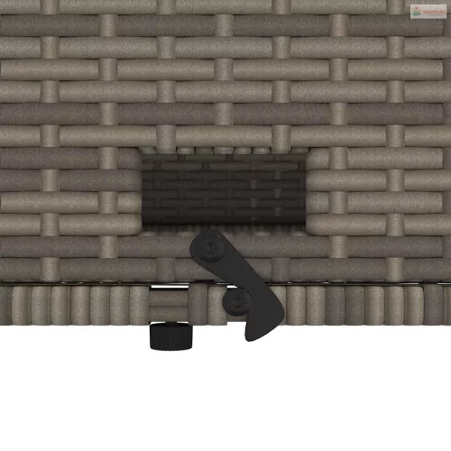 2 személyes szürke polyrattan/akácfa kerti kanapé párnával