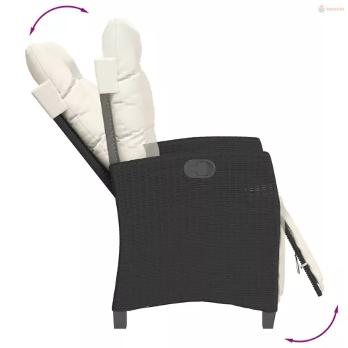 3 részes fekete polyrattan bisztrógarnitúra párnával