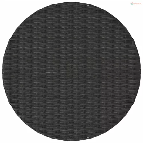 3 részes fekete polyrattan bisztrógarnitúra párnával