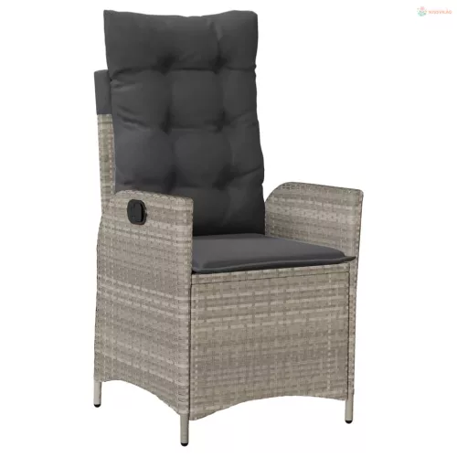 3 részes világosszürke polyrattan bisztrógarnitúra párnákkal