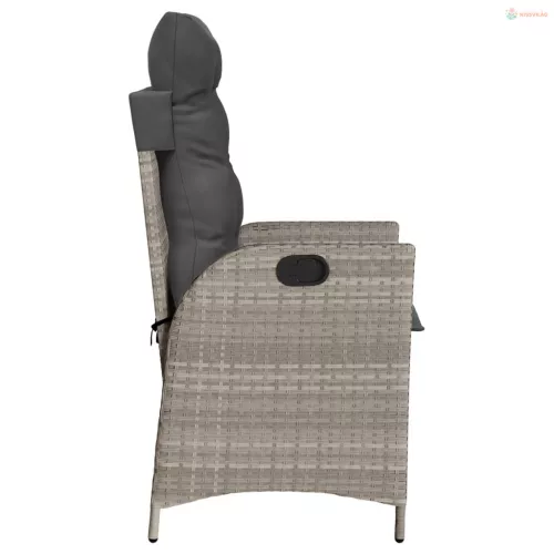 3 részes világosszürke polyrattan bisztrógarnitúra párnákkal