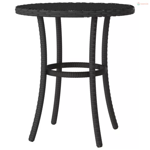 3 részes fekete polyrattan bisztrógarnitúra párnával