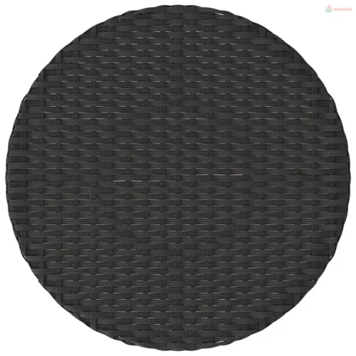 3 részes fekete polyrattan bisztrógarnitúra párnával