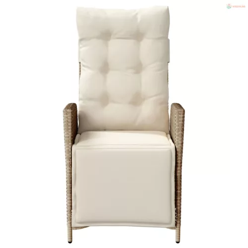 3 részes bézs polyrattan bisztrógarnitúra párnával