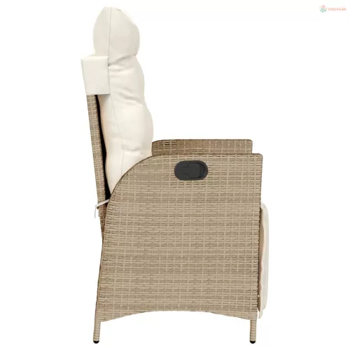 3 részes bézs polyrattan bisztrógarnitúra párnával