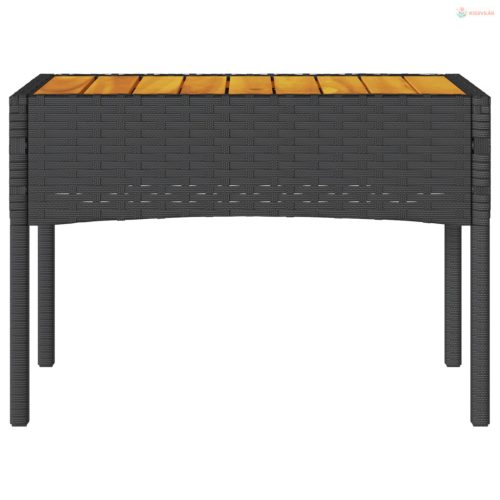 2 személyes fekete polyrattan kerti pad párnával és asztallal