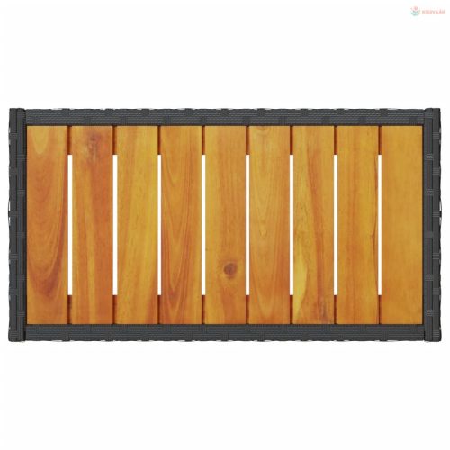 2 személyes fekete polyrattan kerti pad párnával és asztallal