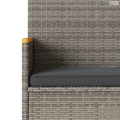 2 személyes szürke polyrattan kerti pad párnákkal és asztallal