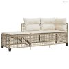 3 részes bézs polyrattan kerti sarokkanapészett párnákkal