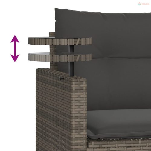 3 részes szürke polyrattan kerti ülőgarnitúra párnákkal
