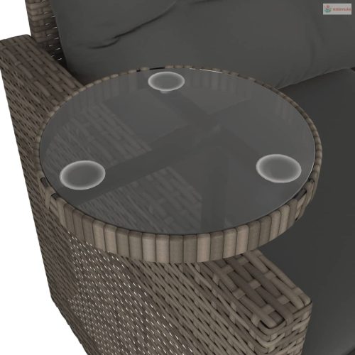 3 részes szürke polyrattan kerti ülőgarnitúra párnákkal