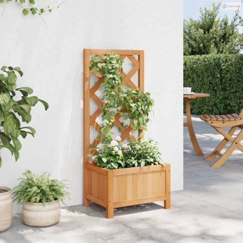 Barna tömör fenyőfa rácsos ültetőláda