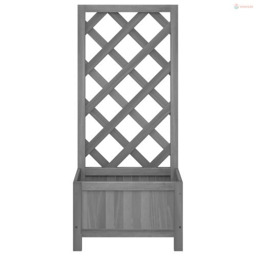 Szürke tömör fenyőfa rácsos ültetőláda