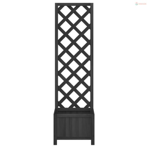 Fekete tömör fenyőfa rácsos ültetőláda