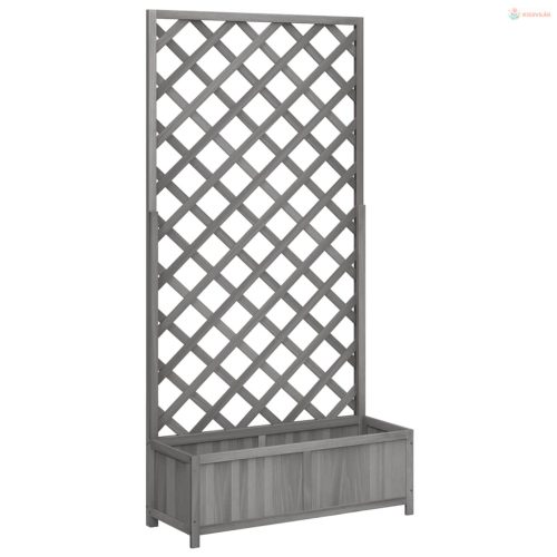 Szürke tömör fenyőfa rácsos ültetőláda