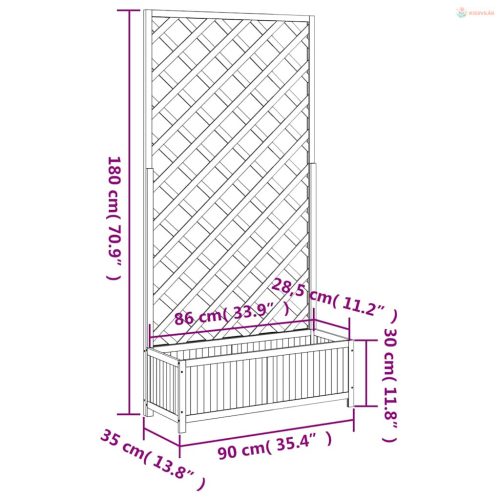 Szürke tömör fenyőfa rácsos ültetőláda