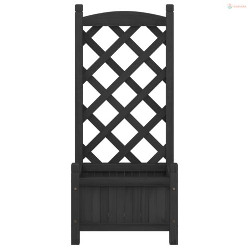 Fekete tömör fenyőfa rácsos ültetőláda