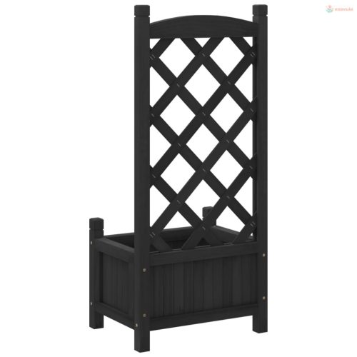 Fekete tömör fenyőfa rácsos ültetőláda
