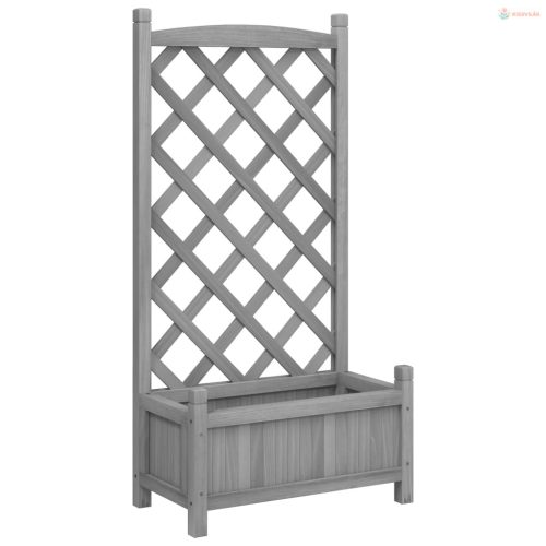Szürke tömör fenyőfa rácsos ültetőláda