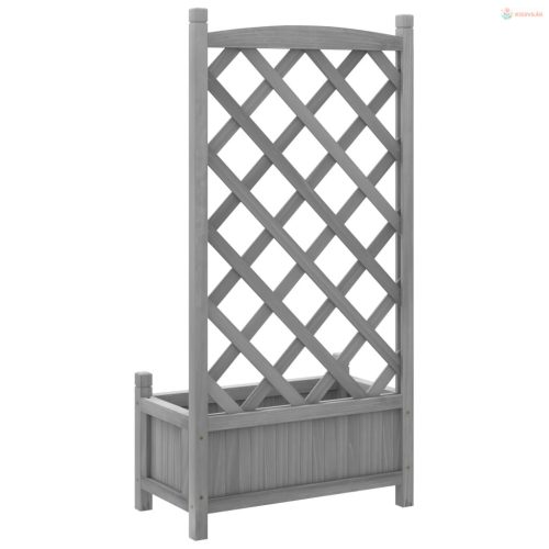 Szürke tömör fenyőfa rácsos ültetőláda