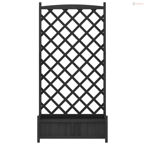 Fekete tömör fenyőfa rácsos ültetőláda