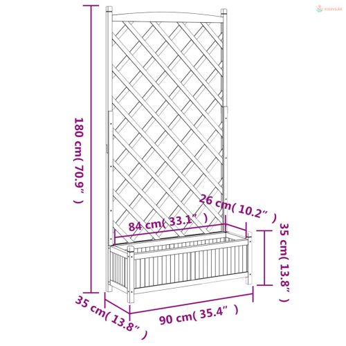 Fekete tömör fenyőfa rácsos ültetőláda