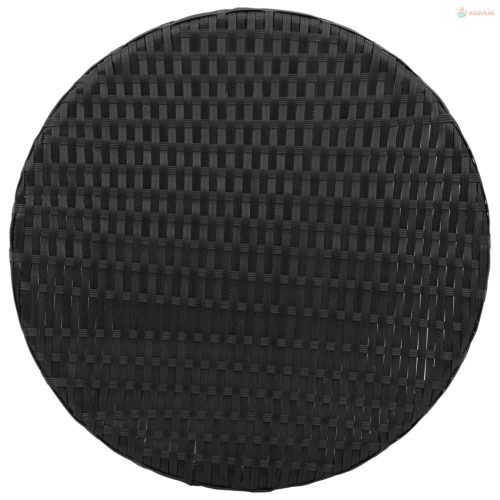 3 részes fekete polyrattan bisztrógarnitúra párnával