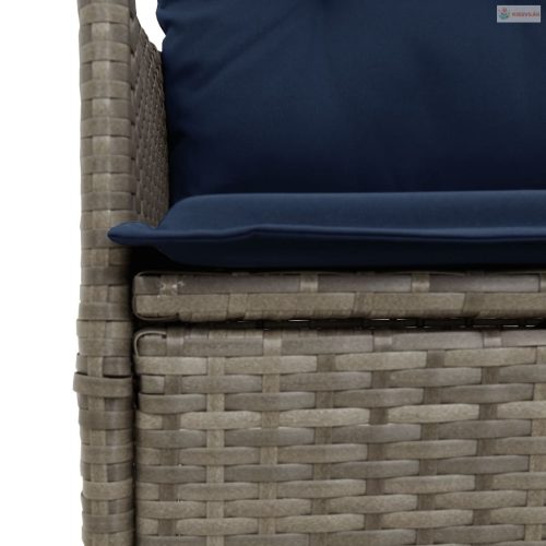 3 darabos szürke polyrattan bisztrógarnitúra párnákkal