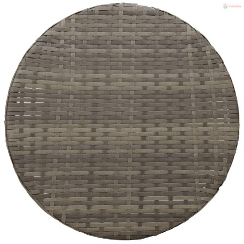 3 darabos szürke polyrattan bisztrógarnitúra párnákkal
