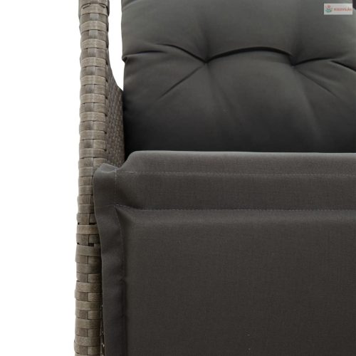 3 részes szürke polyrattan bisztrógarnitúra párnákkal