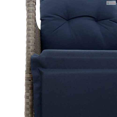 3 darabos szürke polyrattan bisztrógarnitúra párnákkal