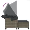 2 személyes szürke polyrattan kerti kanapé baldachinnal/székkel