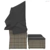 2 személyes szürke polyrattan kerti kanapé baldachinnal/székkel